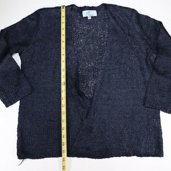 Joan Vass Women’s Navy Blue Sleeveless Open Front - Picture 2 of 6